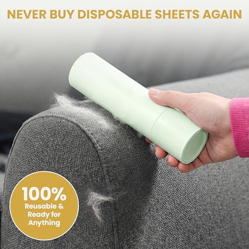 Pet Hair Remover Roller – Reusable Lint Roller for Cat & Dog Hair on Furniture, Couch, Carpet, Car & Bedding – Portable, Eco-Friendly - color: Green