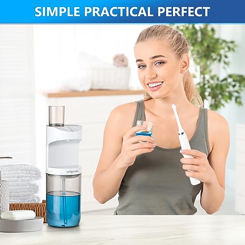 ZOFGENOW Automatic Mouthwash Dispenser for Bathroom,Bathroom Accessories 19.4 Fl Oz Dispensers with Magnetic Cups,Wall Mounted Dispenser,Suitable for All Age Groups,White - color: White