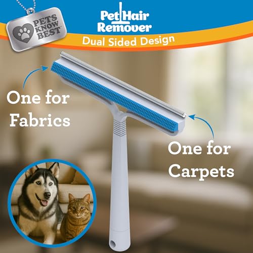 Pets Know Best Pet Hair Remover Cleaning Tool | Dual-Sided Multi-Purpose Carpet Scraper and Rug Rake for Fur Removal in Homes, Car Interiors & on Fabrics, Dogs, Cats, Pets & Animals | As Seen on TV