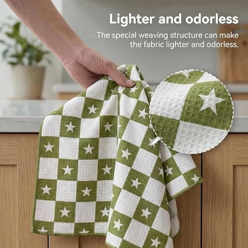 Waffle Kitchen Towels Set of 2 - Ultra Absorbent Quick Dry Dish Towels - Sustainable Reusable Cleaning Tea Towels - Lightweight Hand Towels for Kitchen & Bathroom, 16” x 28” (Square) - style: Square