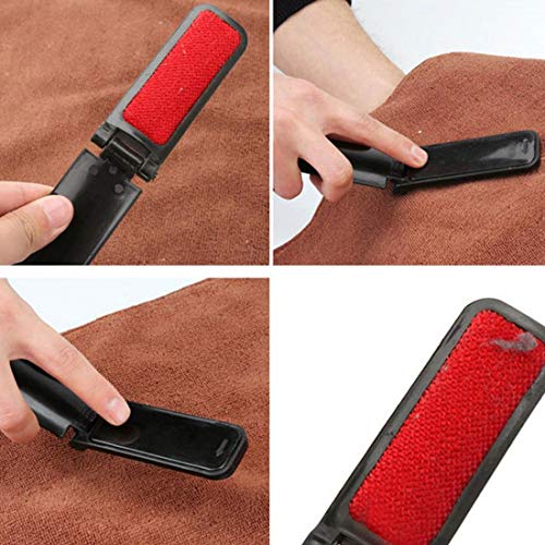 GARASANI 3 Pack Portable and Foldable Plastic Fold Clothing Dust Brush Pet Hair Remover Manual Sofa Bed Dry Cleaning Fabric Fluff Lint Cleaning Tool (Black) - color: Black