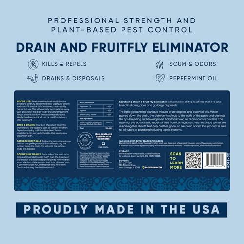 Fruit Fly Drain Treatment | Drain Fly Eliminator | Eliminates Gnats, Sewer Flies and More - Works in All Drains - 32 Fl Oz - size: 32