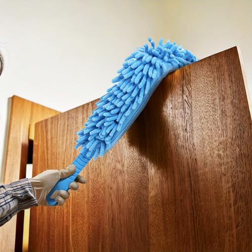 22" Flexible Wand Duster with Microfiber & Chenille Sleeve - Bendable, Washable, High-Reach Dusting for Ceiling Fans, Walls, Cabinets & More - Compatible with Extension Poles