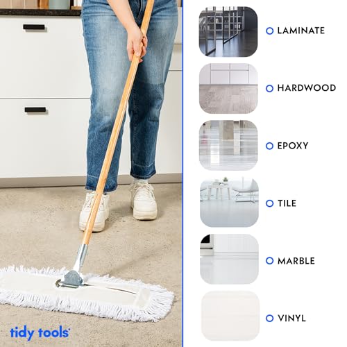 Commercial Dust Mop – 18 Inch Floor Sweeper for Hardwood, Reusable Cotton Mop Head, Extendable Handle, Dry Mop for Floor Cleaning & Janitorial Supplies - size: 18x5 Inch (Pack of 1)