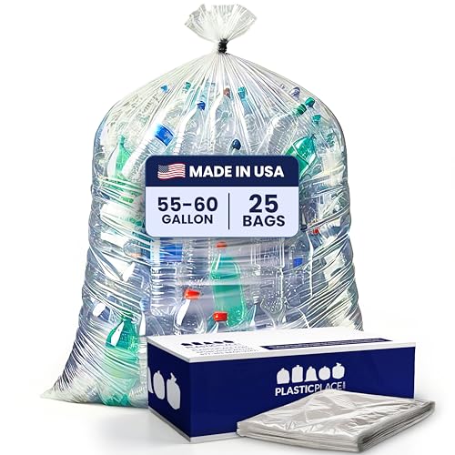 Plasticplace Plasticplace Contractor Trash Bags 55-60 Gallon - 3.0 Mil, Clear Heavy Duty Garbage Bag 38" X 58", 25 Count