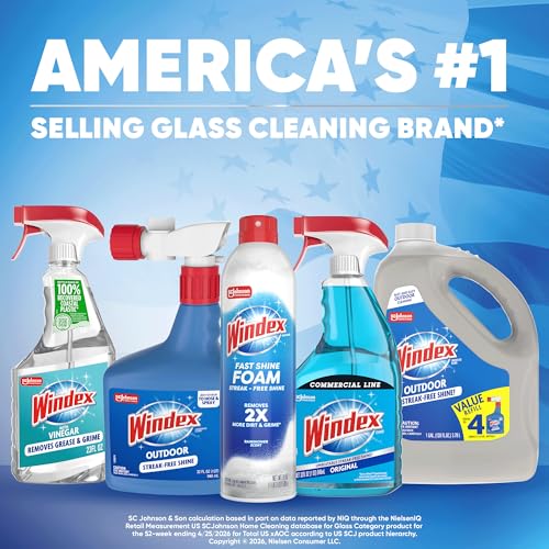 Windex Fast Shine Foam Glass Cleaner, No-Drip Windows, Doors, Mirrors & Countertops Aerosol Cleaning Spray, Streak-Free Shine, Removes Fingerprints, Dust, Dirt, Grime & More 19 oz (Pack of 6) - size: 19 Fl Oz (Pack of 6)