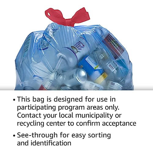 Amazon Basics Blue Recycling Drawstring Trash Bags, Tall Kitchen, Unscented, 13 Gallon, 60 Count (Pack of 6) - size: 60 Count (Pack of 6)