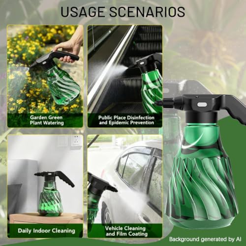 0.53 Gallon Rechargeable Electric Plant Mister Sprayer, Fine Mist & Continuous Spray for Indoor Plants, Garden, Vehicle Cleaning,Handheld Portable Sprayer with Adjustable Nozzle