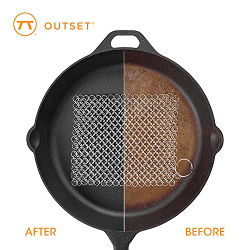 Outset Chain Mail Cast Iron Cleaner and Scrubber Tool - size: 8" x 6" Scrubber