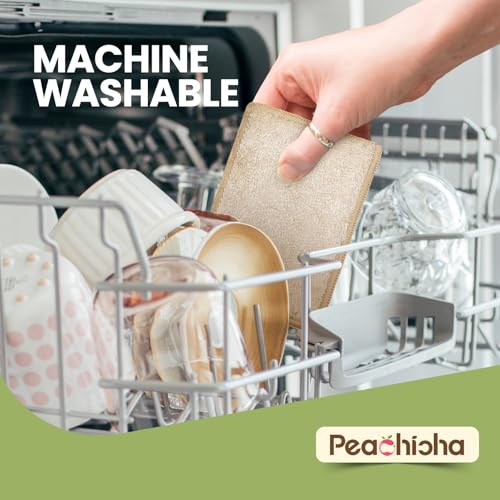 Bamboo Sponges for Dish Washing Reusable Dish Sponge Multi Use Kitchen Sponges Non-Scratch Microfiber Pad for Dishes Pots and Pans, Pack of 10 - color: Brown,10 Pack