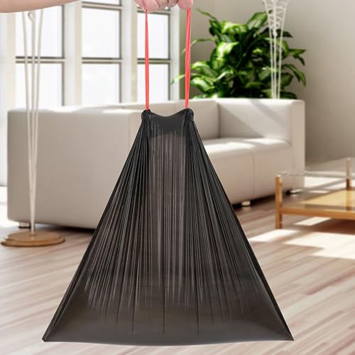 100PCS/ Roll Black Thickened Large Capacity Waste Bag Leak-Proof Tear-resistant Household Drawstring Trash Bags, 45 * 45cm