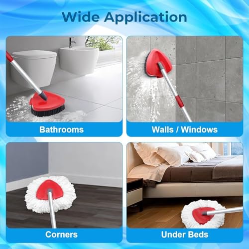 2 Pack Spin Mop Heads Replacement Compatible with O Cedar EasyWring 1Tank, Upgraded Scrub Brush,4 Section Mop Handle and 1 Base Combo Set, Microfiber Replace Head Refill - color: White