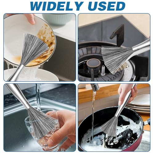 2Pcs 304 Stainless Steel Pot Brushes, Stainless Steel Scrubber Tools Metal Cleaning Products Easy to Clean Suitable for Removing Kitchen Stains Gifts for Mom - color: 2pcs