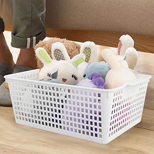 3-pack Plastic Organizer Bins, Large Storage Basket Bins - color: White