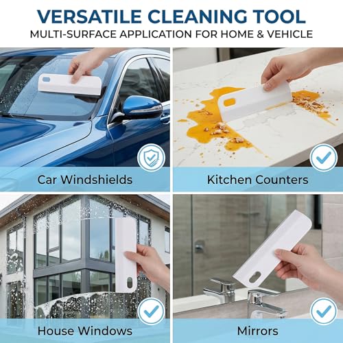 Mini Squeegee for Car, 2 PCS Small Sink Squeegees Soft Rubber Squeegee Multi-Purpose Window Scrubber Cleaning Squeegees Tool for Kitchen Countertops, Car Windshield, Bathroom, White