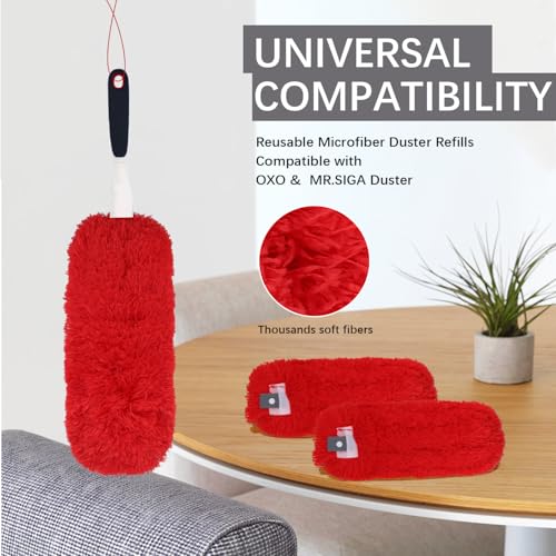 Reusable Microfiber Duster Refills Compatible with OXO & MR.SIGA Duster - Washable Duster for Household Cleaning Dusting Furniture Blind Ceiling Fan 2Pack (Handle NOT Included) - color: 2 Pack