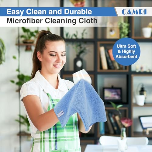 Microfiber Towel Cleaning Cloth – Pack of 12, Size 12.6” x 12.6”, Blue, Lint Free, Super Absorbent, Streak Free, Washable, Multipurpose Cleaning Rags for Kitchen, Glass, Car, Mirror