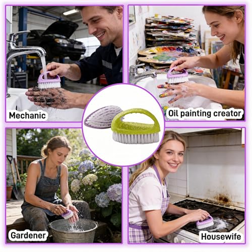 Fingernail Cleaning Brush 2 Pack, Heavy Duty Scrub Brushes with Hard Nylon Bristles for Deep Cleaning, Industrial Hand Brush for Mechanics Gardeners, Multi-Purpose Scrub for Hands Feet & Home
