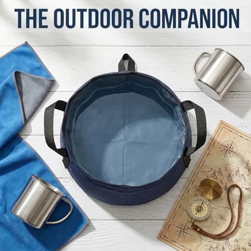 Collapsible Wash Basin 2 Pack – 2.3 Gallon Foldable Camping Bucket with Handles, Portable Dish Tub for Camping Sink, Foot Soaking, Fishing, BBQ Cleaning & Laundry