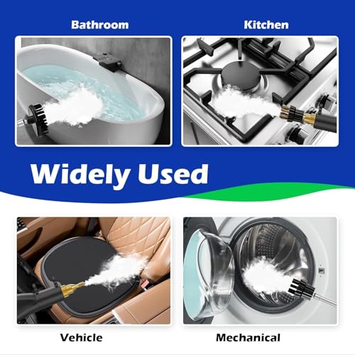 Steam Cleaner,2500W High Temperature High Pressure Steam Cleaner with 3 Brush Heads, Portable Steam Cleaners with 1.5L Tank For Car Detailing Kitchen Bathroom Floors(White) - color: White Black