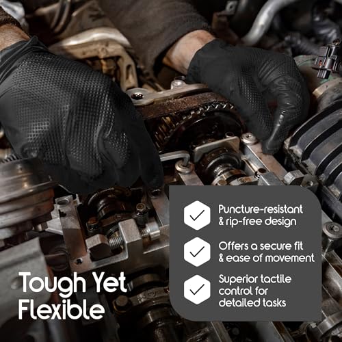 Inspire HEAVY DUTY ORIGINAL Stretch Nitrile Black Gloves Disposable Latex Free | Food, Mechanic, 6mil Black or 8 Mil Orange - size: Small, style: 8mil Black