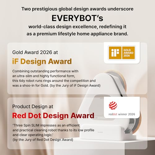 EVERYBOT 2026 NEW Three-Spin Slim Robot Mop, 3.27” Ultra Slim & 43dB Ultra Quiet, Upgraded Mop Pads for Powerful & Deep Clean, 200min Runtime, 6-Cleaning Modes, Smart Water Supply System, No APP/WiFi