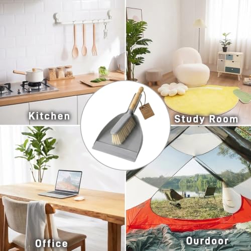 Small Dustpan and Brush Set - Mini Broom with Dustpan Set, Handheld Broom and Dust Pan Combo Set for Home, Pet Care, Car, 14 x 8.7 inch, Grey - color: Gray