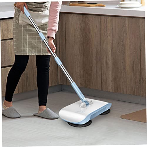 Carpet Sweeper Manual Manual Vacuum Sweeper 2 in 1 Hand Push 180 Degree Rotating Sweeping Mop Crumb Vacuum Cleaner Home Cleaning Tool Blue - color: Blue