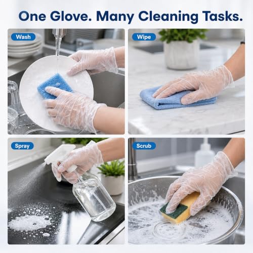 ForPro Disposable Vinyl Gloves, Industrial Grade, Powder & Latex Free, Non-Sterile, Food Safe, 2.75 Mil Palm, 3.9 Mil Fingers - color: Clear, size: Large (Pack of 100)