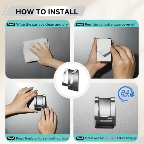 KIHOGEM Spray Bottle Hanger, Adhesive Spray Bottle Hook Stainless Steel Spray Bottle Holder Wall Mount Non Drilling for Cabinet, Kitchen or Under Sink (4pcs) - color: Sliver