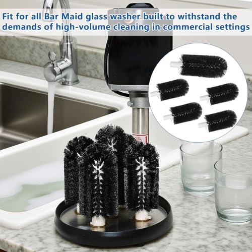 BRS-1722 Glass Washer Replacement Brush Set Part(4 pcs 6-inch Brushes +1 pc 7.5-inch Brush) Compatible with Bar Maid Glass Washer, Replacement SS-100, SS-101, A-200, A-205