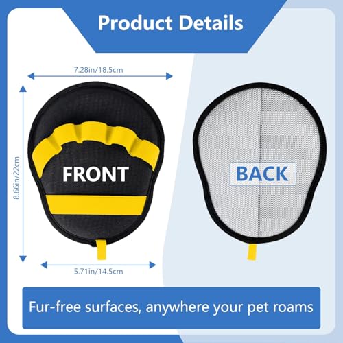 Pet Hair Removal Glove for Dogs & Cats, Reusable Washable Electrostatic Pet Hair Remover Glove, Pet Hair Mitt with Finger Straps for Couch, Carpet, Car Seats, Clothes, Furniture, Yellow - color: Yellow