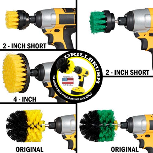 Drillbrush 5 Piece Bundle - Add a 2-inch Flat Brush and Original Brush to Our 3 Piece Bathroom kit to Make The Ultimate Household Cleaning Kit