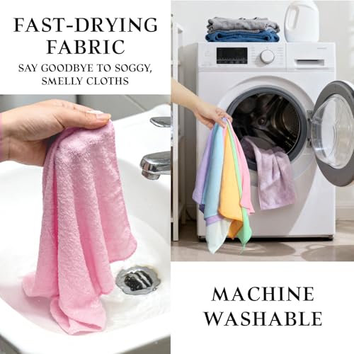 24 Pack Microfiber Cleaning Cloths(11.8x11.8In),Thin Microfiber Towels Bulk, Towels for Home,Kitchen,Cars,Cleaning Rags 6 Colors,Quick-Dry,Lint-Free