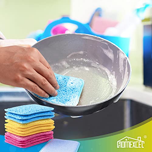 12 Pack Scrub & Wipe Cloths, Dual-Sided Sponges for Kitchen, All-Purpose Cloth for Dishes, Pots, Pans, Non-Stick Cookware, Countertops (Red, Yellow, Blue) - color: Multicolor