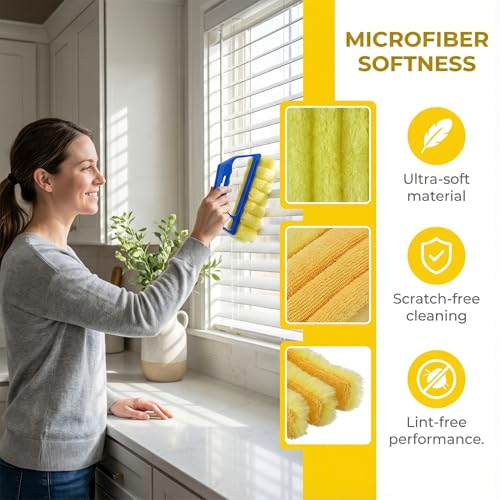 Washable Blinds Cleaner Tool, Blind Duster, Microfiber Dusting Brush for Venetian Blinds, Window Shutters, Air Conditioner Vents (4-Pack)