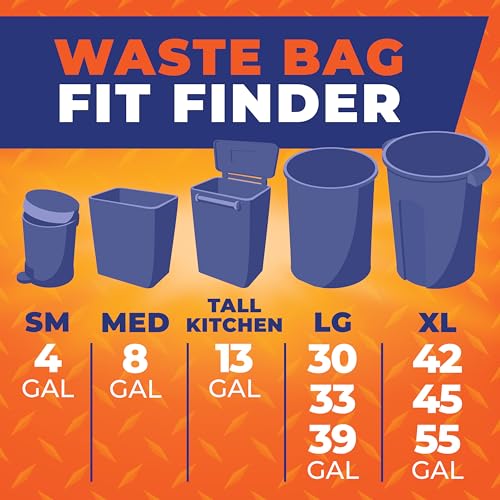 Hefty Steelsak Heavy Duty Large Trash Bags, Gray, Unscented, 39 Gallon, 30 Count - size: 30 Count (Pack of 1)
