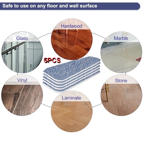 Replacement Mop Pad 16.5''x5.5'' for Floor Cleaning, 5 Pack Chenille Dust Mop Head Refills Attract and Pick Up Pet Hair, Washable Dry Cleaning Pads Compatible with Bona Mop and Most Spray Mops