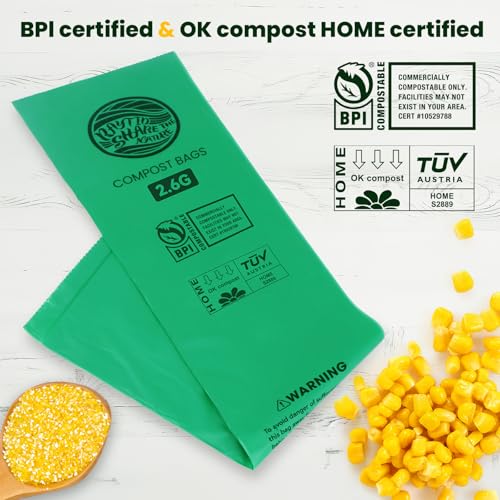 2.6 Gallon Compostable Trash Bags,240 Count Compost Trash Bags for Bedroom Kitchen Office Fit 10 Liter,Small Kitchen Food Scrap Waste Bags,ASTM D6400, US BPI & Europe OK compost HOME certified - color: 2.6G-240count
