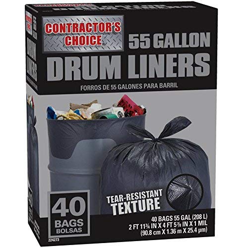 Contractor's Choice Trash Bags 55 Gallon 40 Count (1-Pack)