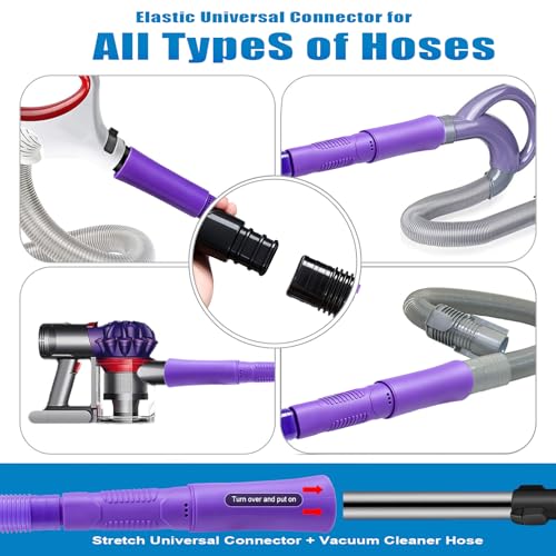 3 Pieces Dryer Vent Cleaner Kit: Vacuum Hose With Brush & Gloves Fits for Vacuums Cleaner, Refrigerator Condenser Coils, Tight Spaces Behind Appliances, Deep Cleaning Tools for Clogged Ducts- Purple - color: Purple(Complete Kit)
