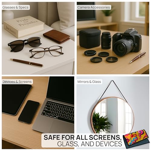 Microfiber Wholesale Quick Cloth Glasses Cleaning Cloths – 5x7, Popart, 2 Pack with Case | Double-Sided Lens Cleaner for Eyeglasses, Camera, Screens & Glass | Reusable Microfiber Glass Polishing - color: Popart, size: 5"x7"