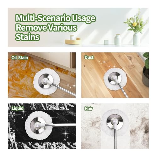 Spin Mop and Bucket with Wringer Set, 360 Spinning Mop Bucket System with 3 Microfiber Mop Replacement Heads and 61" Stainless Steel Adjustable Handle for Floor Cleaning (20QT)