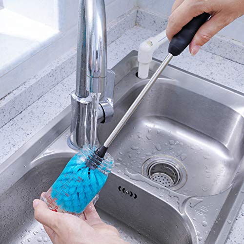 MOSOLAN Stainless Steel Water Bottle Brush, Long Handle Scrubbing Brush, Built for Cleaning Sports Bottles, Baby Bottles, Cups, Coffee Mugs, Glasswares, Wine Decanters, Flask, 2 Pack, 13 in - size: 13 Inch (Pack of 2)