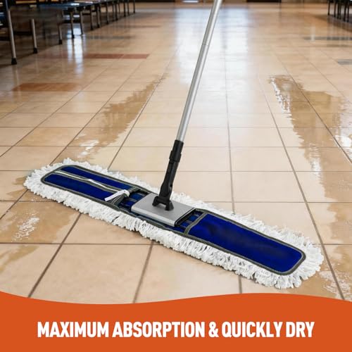 CLEANHOME 36” Dust Mops for Floor Cleaning Heavy Duty Hotel Company Household Cleaning Supplies for Hardwood, Tiles, Marble (Blue) - color: Blue