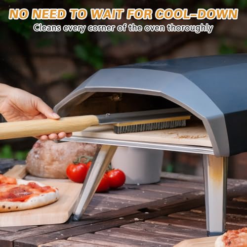 Aolso Pizza Oven Brush, 26" Brush and Stainless Steel Scraper for Pizza Stone, BBQ Grill Cleaning Brush Non Scratch Heat Proof Stainless Steel Bristles with Screwdriver for Pizza Oven and Accessories - color: 26" Stainless Steel Bristles