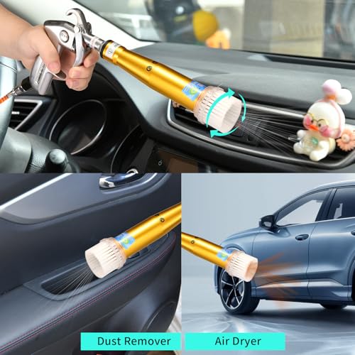 GOCCIDA High Pressure Car Cleaning Gun,Car Air Blow Gun,Tornado Dry Cleaning Gun Quickly Removes Surface Dirt and Dust, Air Gun Works with Air Compressor - style: HCL-007yellow