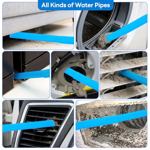 Universal Dryer Vent Cleaner Kit, Flexible Dryer Vacuum Hose Attachment and Lint Brush (Blue)