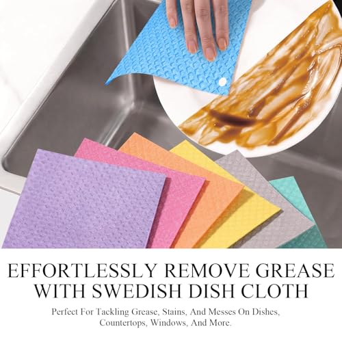 Swedish Kitchen Dish Cloths - 6 Pack Reusable Paper Towels for Counters & Dishes - Eco Friendly Cellulose Sponge Cloth (Blue) - color: K-blue