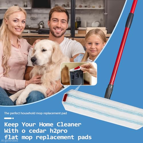 Pure Realm 6 Pack Mop Replacement Pads for Ocedar H2prO Flat Mop System, Washable and Reusable Handle Pads Refills for Floor Cleaning - color: Blue 6 Mop Pads